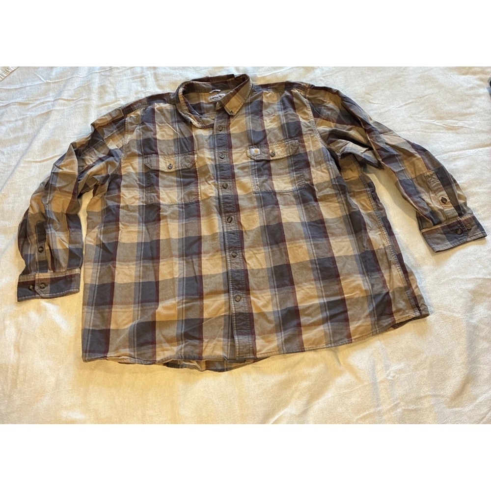 Carhartt Men's Shirt 3XL Plaid Multi Button Down Boxy Rugged Long Sleeve OG Fit